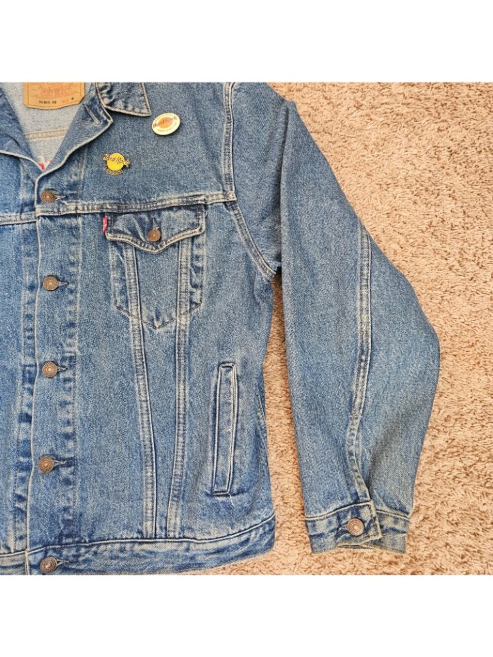 Vtg Levis Jean Jacket M Britain Hard Rock London Denim 70503-02 Trucker 80s 90s - Picture 3 of 14